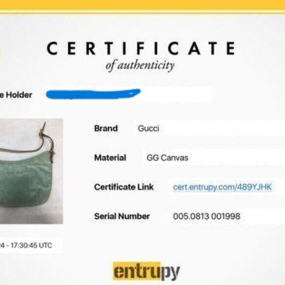 xx SOLDXXSOLD  COA Gucci  GG Canvas Hobo Pouchette Blue with Gold Metallic - Picture 10 of 10